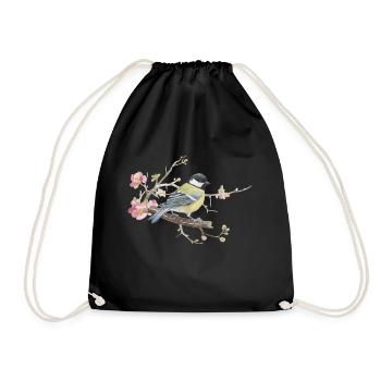 Great on Cherry Blossom Loving Watercolor - Drawstring Bag - black - Front