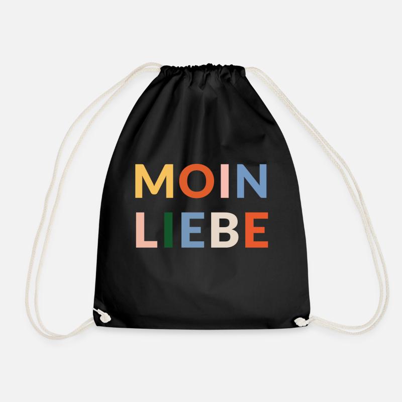 Moin Liebe in bunten Lettern - Turnbeutel - Schwarz