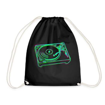 Turntable Vinyl Stilisiert Bunt - Turnbeutel - Schwarz - Vorne