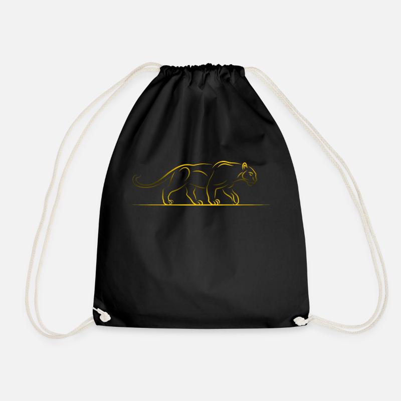 Illustration de panthère en or - Sac de sport léger - noir
