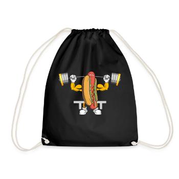 Hot Dog Bodybuilding Fitness Gym Gift - Drawstring Bag - black - Front