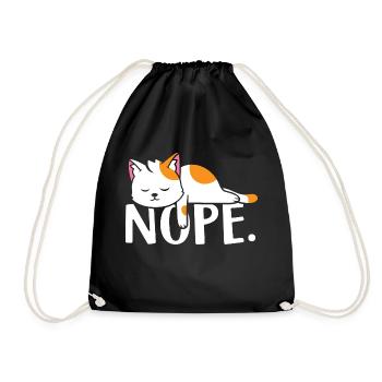 Nope Cat - Drawstring Bag - black - Front
