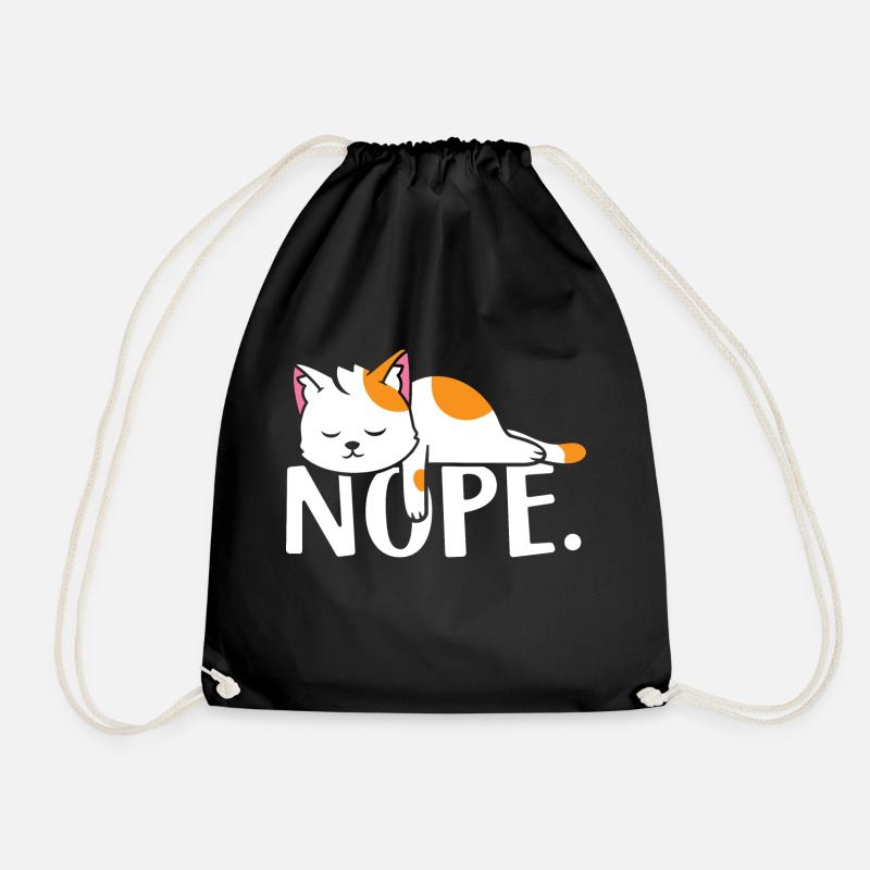 Nope Cat - Drawstring Bag - black