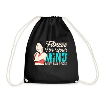 fitness for your mind body and spirit - Drawstring Bag - black - Front