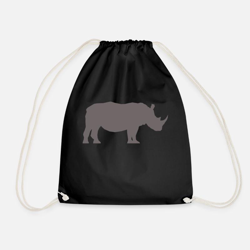 Rhino Profile Grey - Drawstring Bag - black