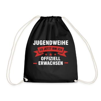 Jugendweihe Feier Erwachsen Geschenk - Turnbeutel - Schwarz - Vorne
