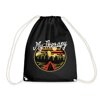 My Therapy Camping Camping Nature Wilderness - Drawstring Bag - black - Front