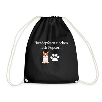 Hundepfoten riechen nach Popcorn Spruch T-Shirt - Turnbeutel - Schwarz - Vorne