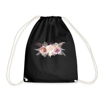 Fleurs Bouquet Boho personnalisable - Sac de sport léger - noir - Devant