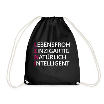 Leni Name Geschenk - Turnbeutel - Schwarz - Vorne