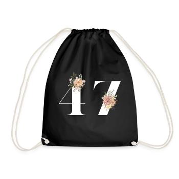 Blumen zum 47-jährigen Jubiläum (Geschenk von 47 Jahren) - Turnbeutel - Schwarz - Vorne