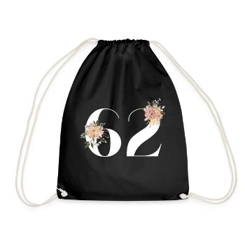 Blumen zum 62. Jahrestag (Geschenk von 62 Jahren) - Turnbeutel - Schwarz - Vorne