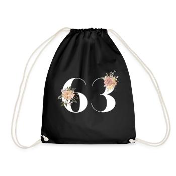 Blumen zum 63. Jahrestag (Geschenk von 63 Jahren) - Turnbeutel - Schwarz - Vorne