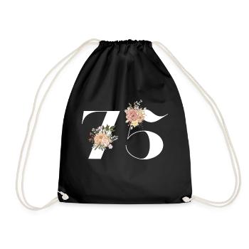 75e anniversaire fleuris (Cadeau de 75 ans) - Sac de sport léger - noir - Devant