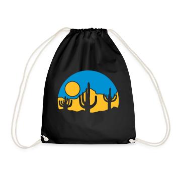 Cacti Nature Sun Desert - Drawstring Bag - black - Front