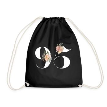 95th Anniversary flowers (Gift of 95 years) - Drawstring Bag - black - Front