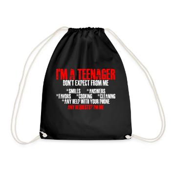 Je suis un adolescent, ne vous attendez pas à moi, souriez... 2 - Sac de sport léger - noir - Devant