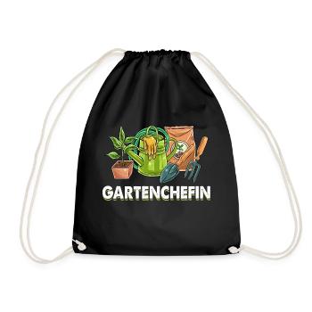 Gartenchefin Gartenarbeit Gärtner Hobbygärtner Hob - Turnbeutel - Schwarz - Vorne