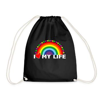 J'aime ma vie Arc en ciel - Sac de sport léger - noir - Devant