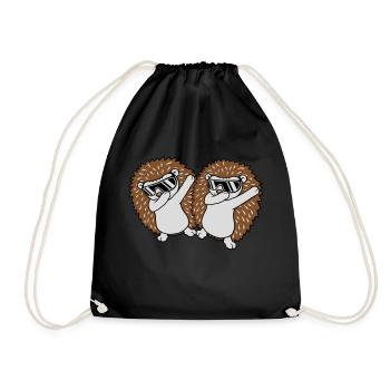 2 amis hérissons dabbing - Sac de sport léger - noir - Devant