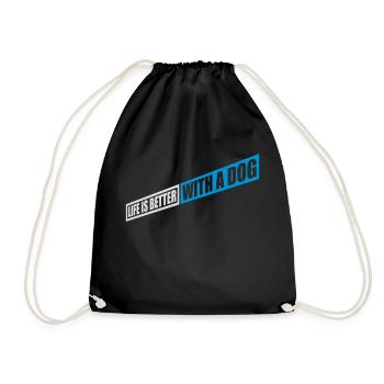 better with a dog - Drawstring Bag - black - Front