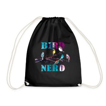 Bird Nerd Lustiges Vogel Design - Turnbeutel - Schwarz - Vorne