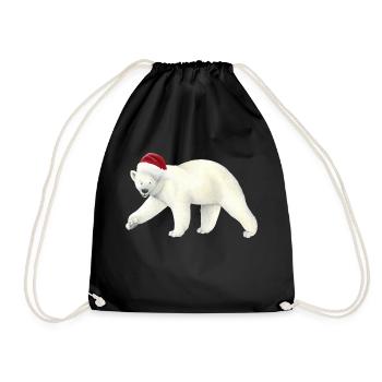 Eisbär an Weihnachten - Turnbeutel - Schwarz - Vorne