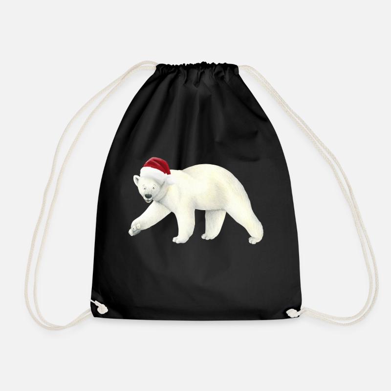 Polar bear at Christmas - Drawstring Bag - black