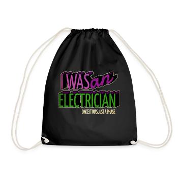 electrician bib humor present retired happy funny - Turnbeutel - Schwarz - Vorne