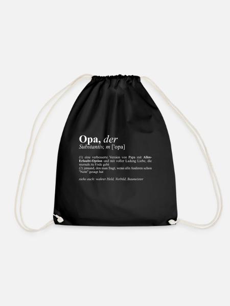 Opa Shirt Lautschrift Duden wahrer Held Geschenk - Turnbeutel - Schwarz