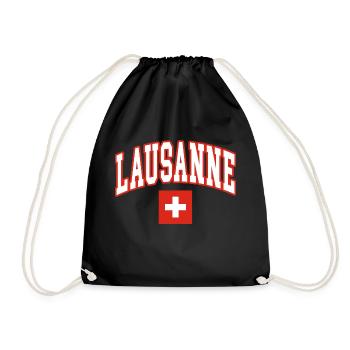 Lausanne schweiz flagge - Turnbeutel - Schwarz - Vorne