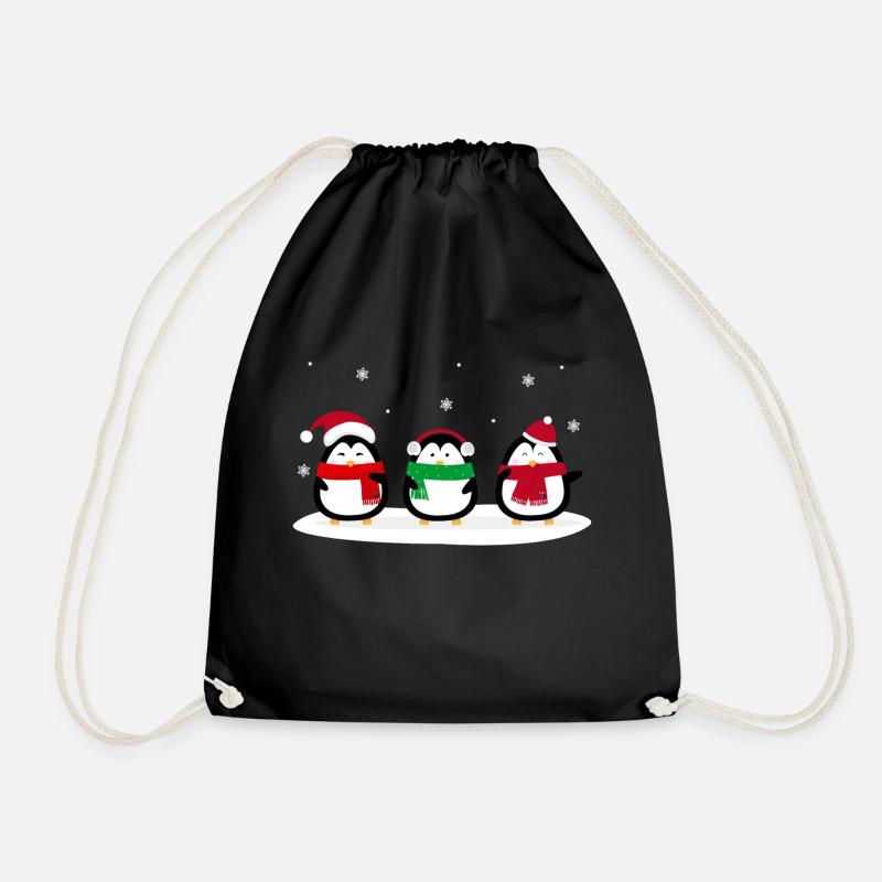 Pinguine zu Weihnachten - Turnbeutel - Schwarz