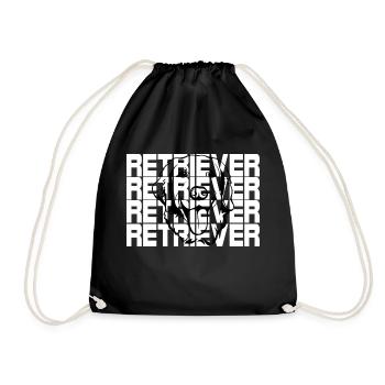 Retriever Golden Dog cute cute font - Drawstring Bag - black - Front