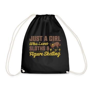 Just A Girl Who Loves Sloths & Figure Skating Skat - Drawstring Bag - black - Front