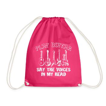Play Guitar Say The Voices in My Head - Drawstring Bag - fuchsia - Front
