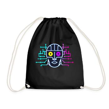 Neon Robot - Intelligence Artificielle - Cyborg - Sac de sport léger - noir - Devant