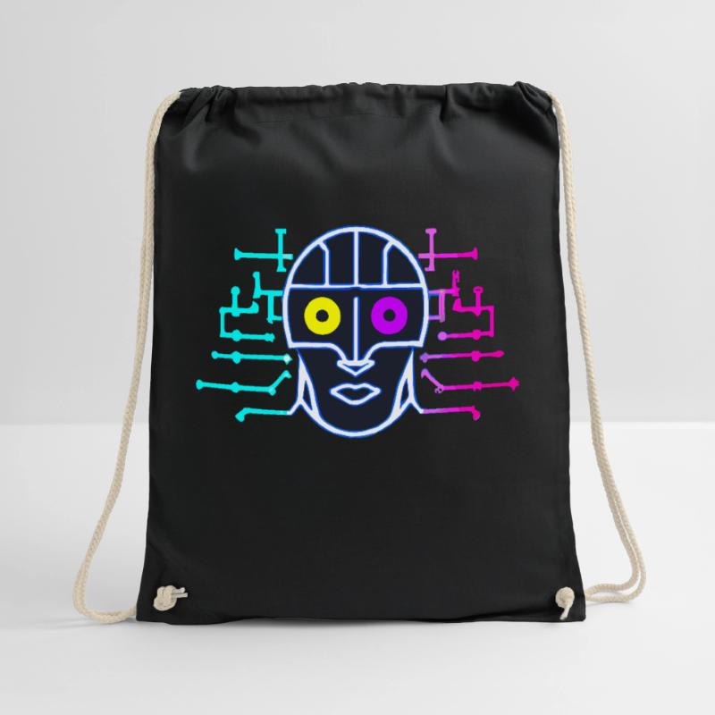 Neon Robot - Artificial Intelligence - Cyborg Drawstring Bag