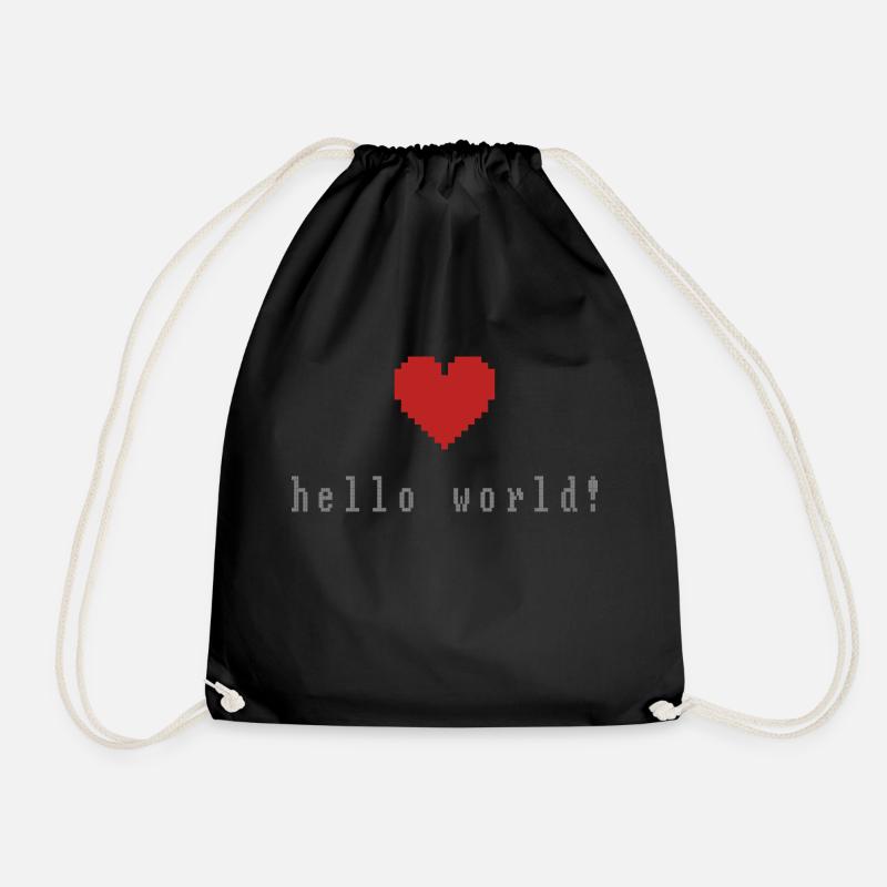 Hello World! - Drawstring Bag - black