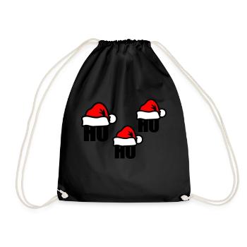 Weihnachtsmütze ho ho ho - Turnbeutel - Schwarz - Vorne