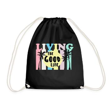 Living Good Life Palm Summer Retro - Drawstring Bag - black - Front