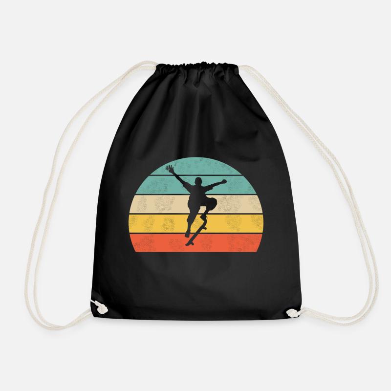 skateboard trick shirt - Drawstring Bag - black