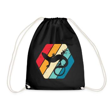 Gecko Lézard Reptile Nature Rétro - Sac de sport léger - noir - Devant