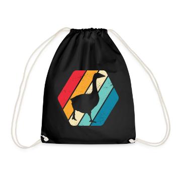 Goose Migratory Bird Bird Animal Nature Retro - Drawstring Bag - black - Front