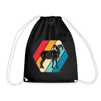 Goat Goat Buck Aries Animal Nature Retro - Drawstring Bag - black - Front