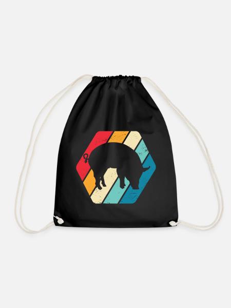 Pig Piglet Pig Farm Farm Farmer Animal Nature - Drawstring Bag - black