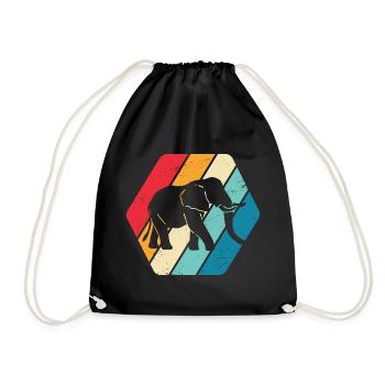 Elephant Animal Africa Safari Retro - Drawstring Bag - black - Front
