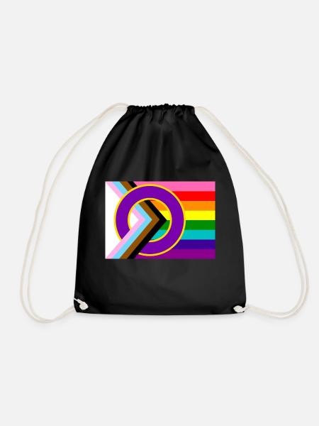 Progressive Pride-Flagge - Turnbeutel - Schwarz