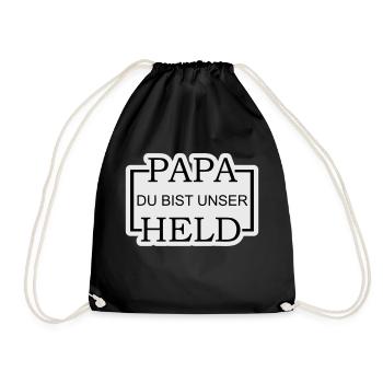 Papa du bist unser Held 2 - Turnbeutel - Schwarz - Vorne