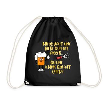 Citation humoristique pour amateur de bière - Sac de sport léger - noir - Devant