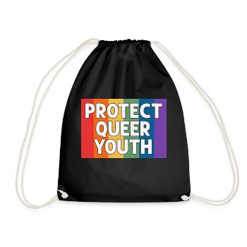 Protect Queer Youth Rainbow LGBT Rights Pride - Drawstring Bag - black - Front